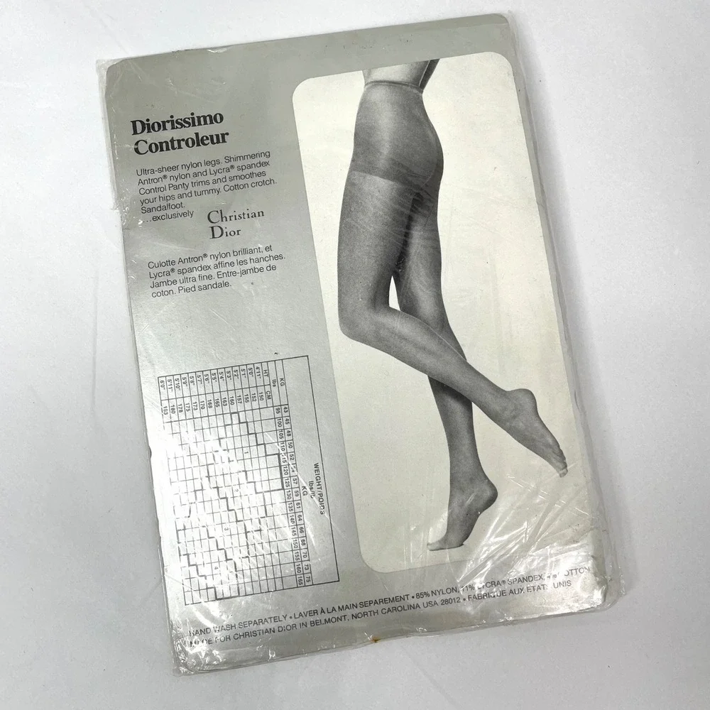 New Vintage Christian Dior pantyhose Size 1 chestnut tan control top ultra sheer